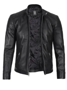 mens black leather jacket