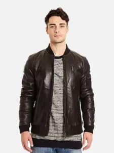 Stylish Leather Bomber Jacket