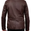 5-Button Men Lambskin Leather Blazer Brown