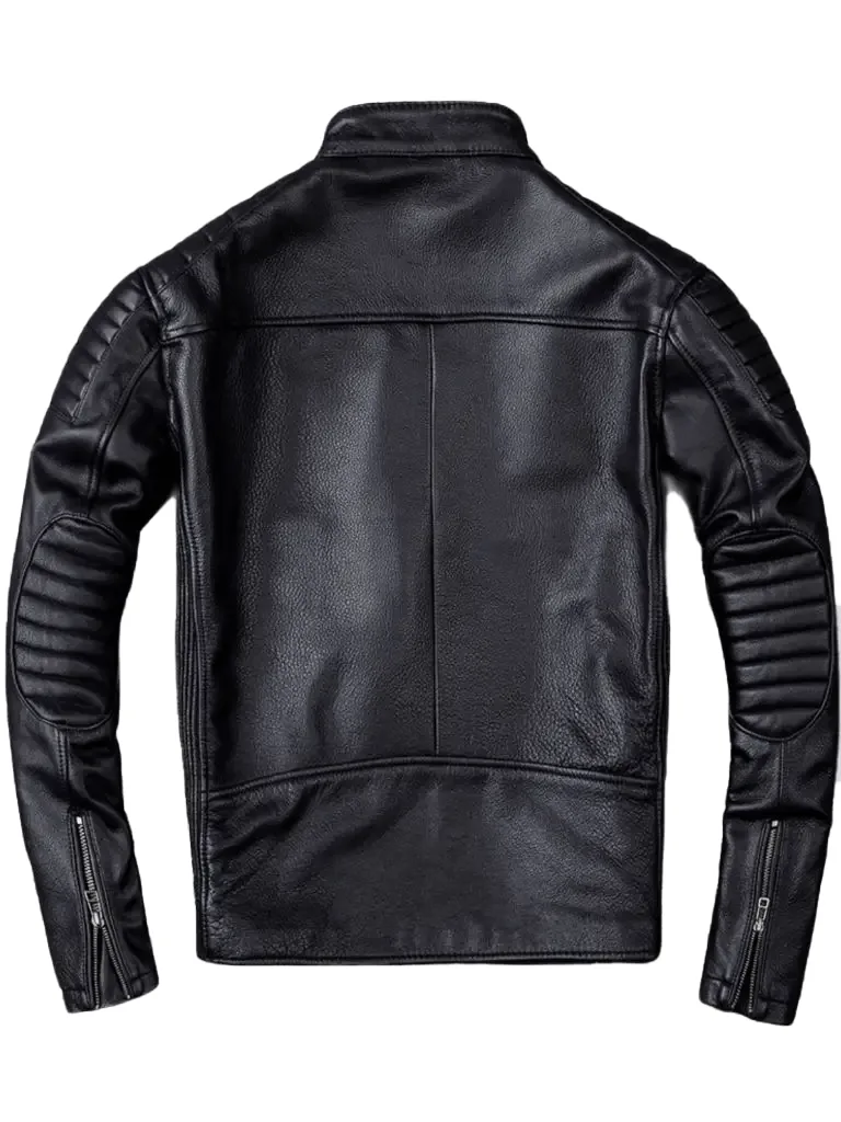 Men Black Leather Racer Jacket