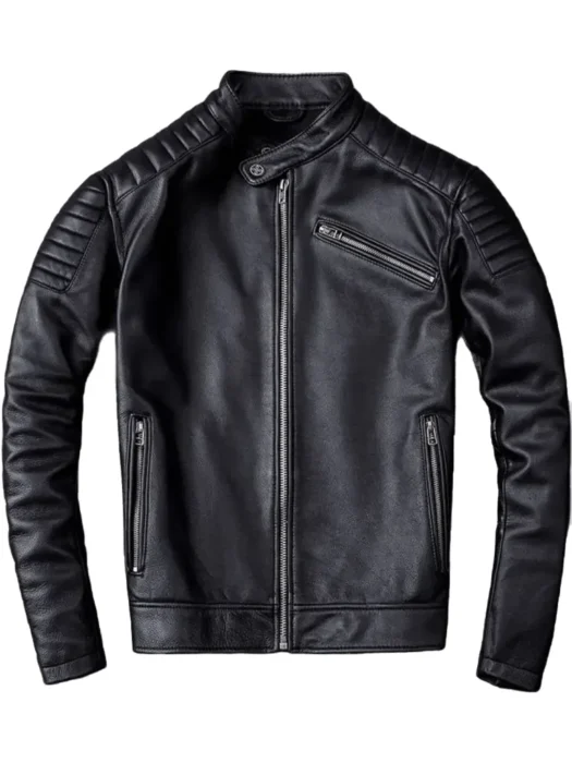 Men Black Racer Leather Jacket