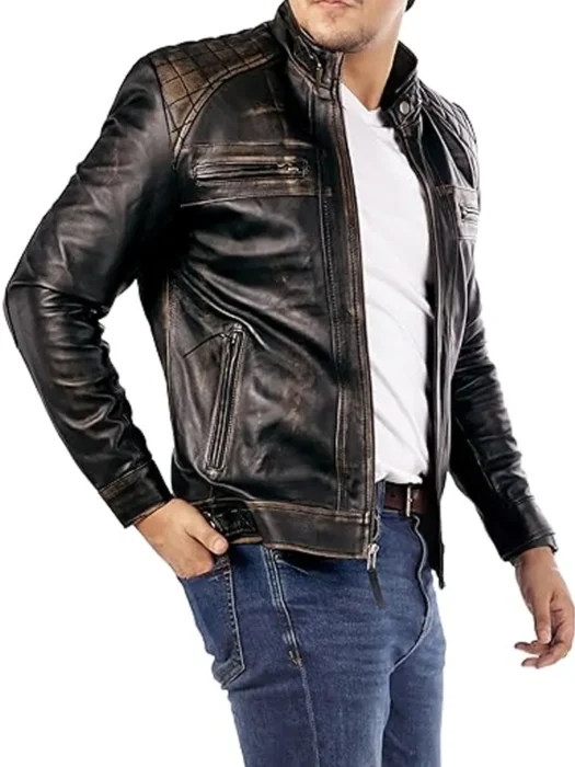 Men Café Racer Leather Jacket