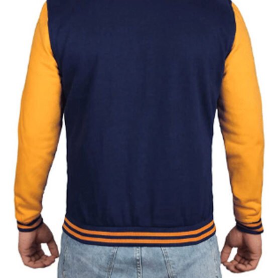 Navy Blue and Yellow Baseball Style Jacket main image 1