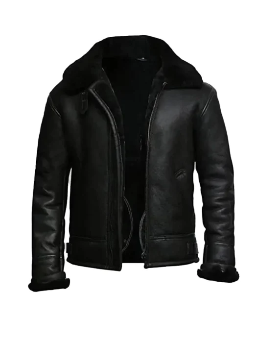 Men’s Aviator Black B3 Bomber Shearling Jacket