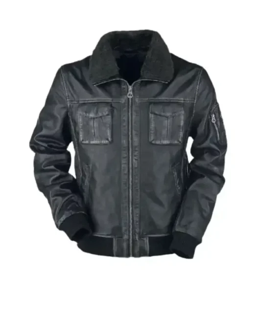 Mens Bike Racer Black Leather Jacket