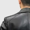 Mens Black Biker Leather Jacket Shoulder