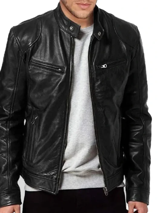 Men’s Black Café Racer Jacket