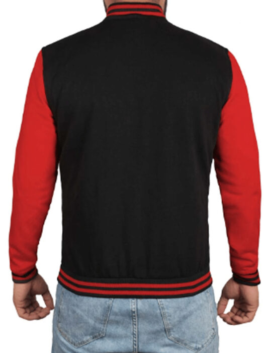 Mens Black and Red Varsity Jacket