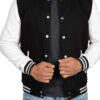 Mens Black and White Bomber Varsity Jacket