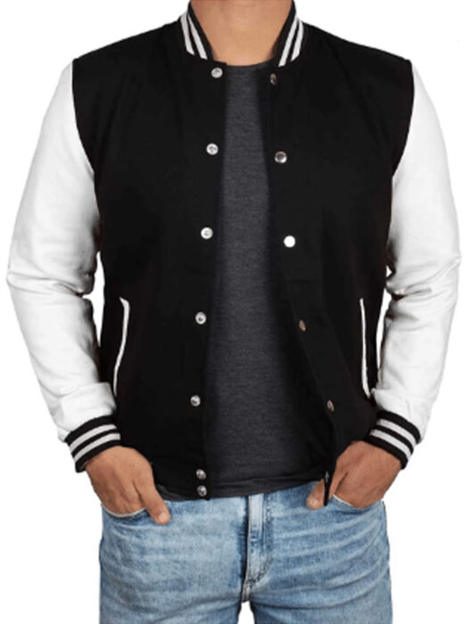 Mens Black and White Varsity Jacket