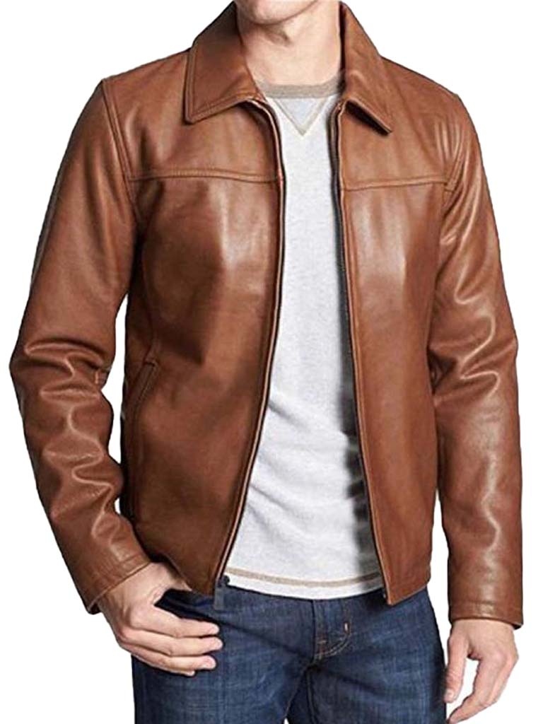Mens Distressed Biker Leather Jacket