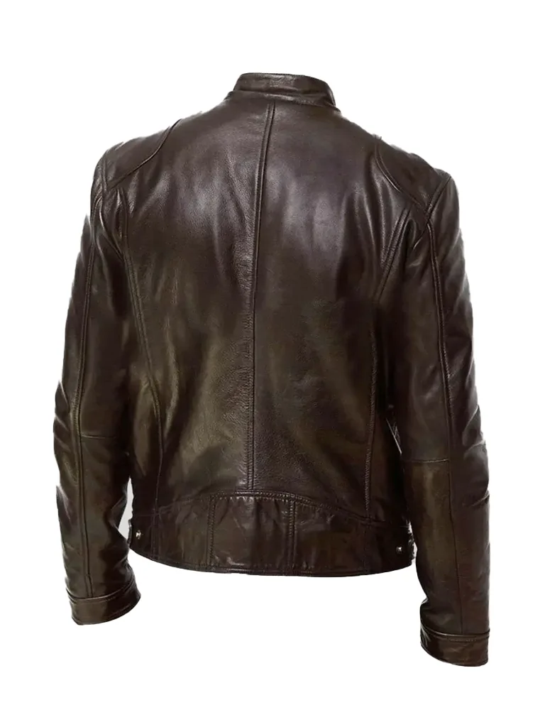 Mens Stylish Brown Biker Leather Jacket