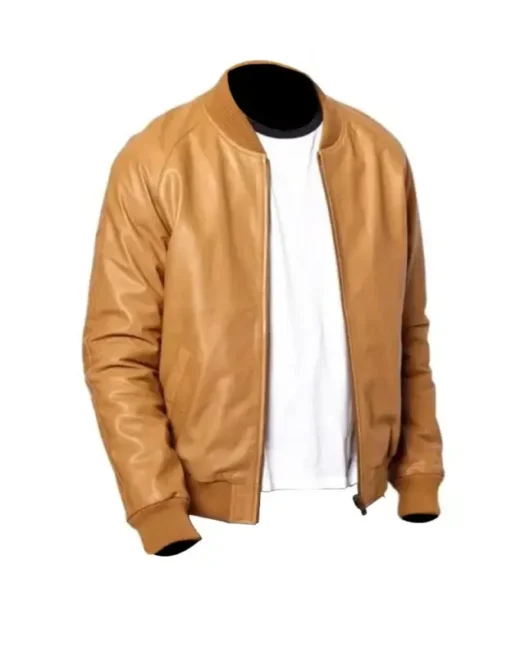 Mens Tan Brown Bomber Jacket