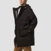 Patched Pocket puffer thigh length Jacket side black