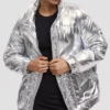 Puffer High collar jacket cover sliver