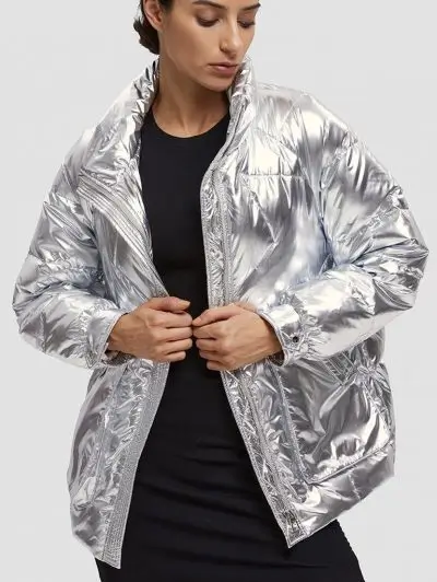 Puffer High collar jacket cover sliver