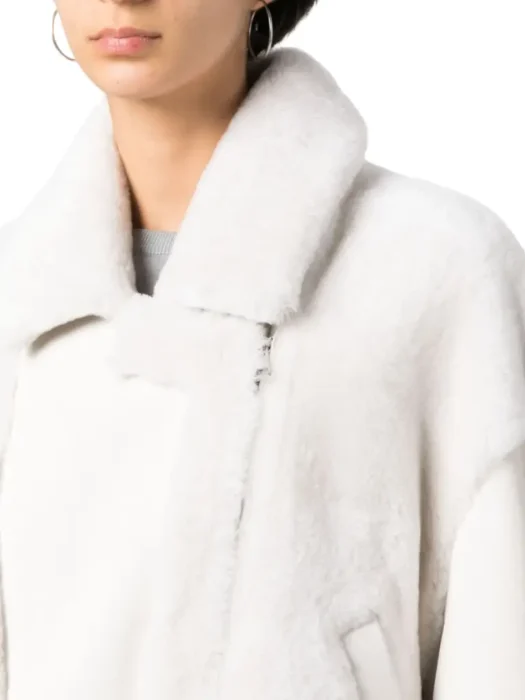 Shearling White Women Leather Jacket