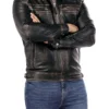 Signature Diamond Style Café Racer Leather Jacket