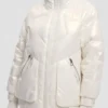 White high collar puffer jacket cover