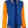 Women Royal Blue & Yellow Varsity Jacket