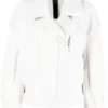 Women Shearling Trim Leather Jacket