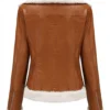 Women Tan Faux Leather Fur Jacket