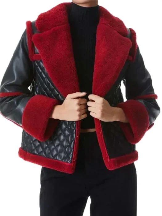 Women’s Aviator Shearling Red Jacket