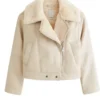 Women’s Aviator White Faux Shearling Leather Jacket