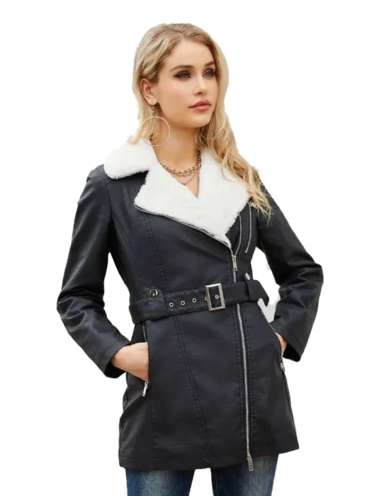 Women’s Black Faux Fur Leather Coat