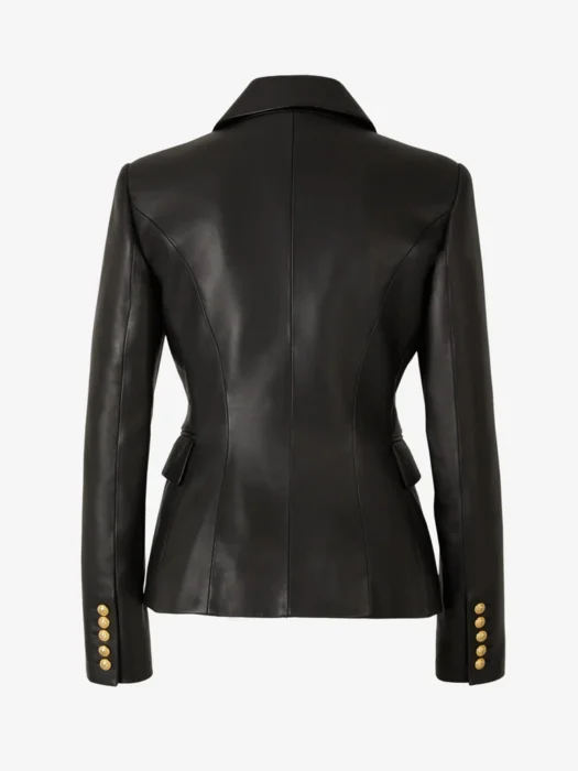 Womens Black Leather Blazer