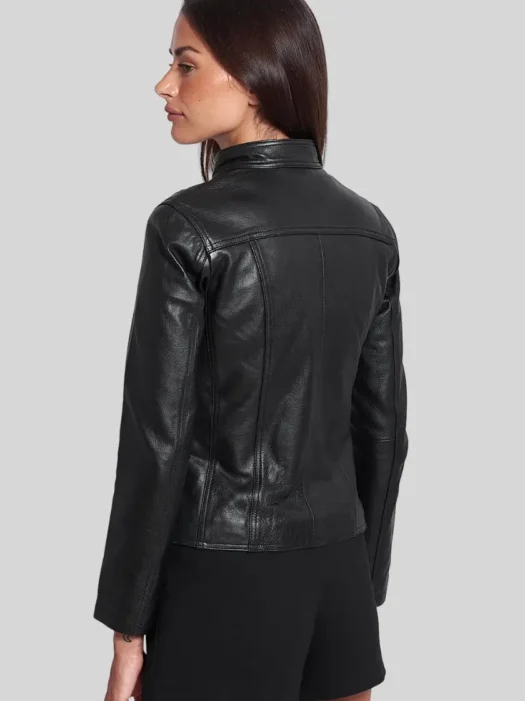 Womens Black Leather Blazer