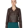 Womens Brown Biker Leather Jacket