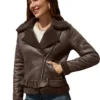 Womens Dark Brown Aviator Leather Jacket