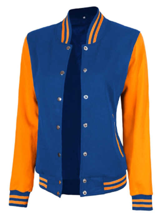 Womens Royal Blue and Yellow Varsity Jacket