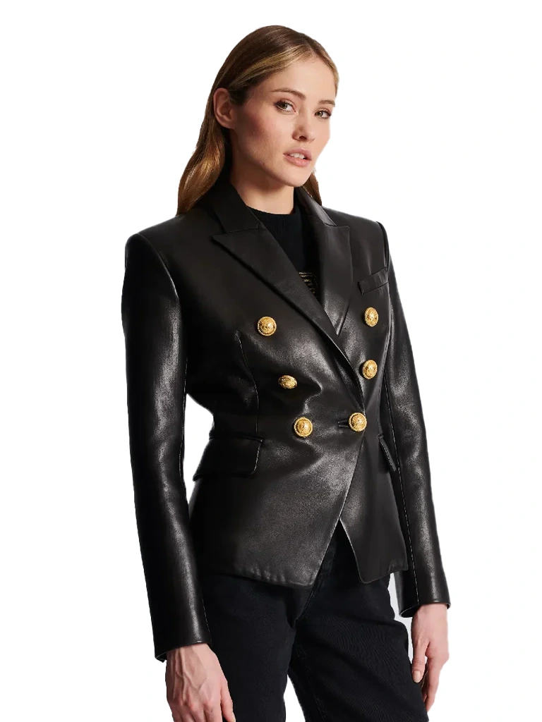 Womens Stylish Black Leather Blazer
