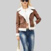 Women Tan Leather Jacket Charlton