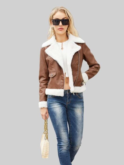 Women Tan Leather Jacket Charlton