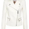 Womens White Stylish Biker Leather Jacket