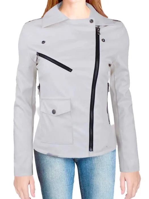 Womens White Asymmetrical Jacket