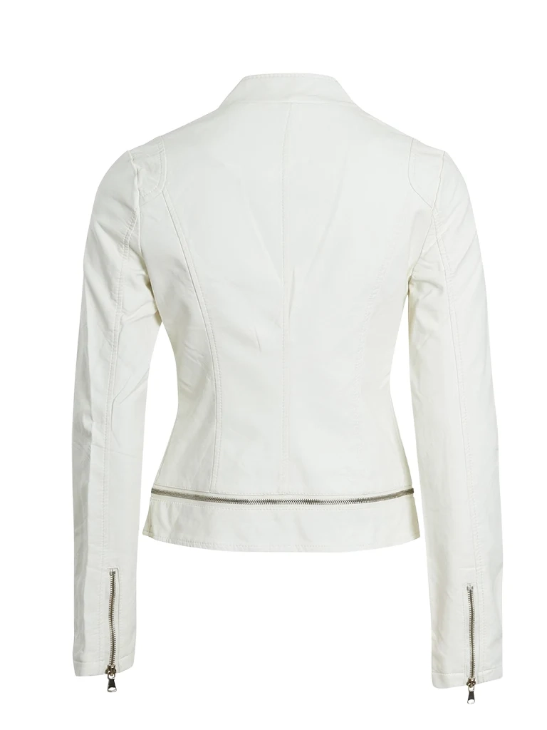 Womens White Faux Leather Jacket
