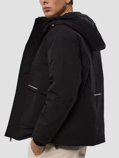 lightweight matte finish puffer jacket side black