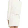 women faux white leather jacket