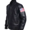 American Flag Black Bomber Jacket For Mens