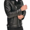 Asymmetrical Black Faux Shearling Jacket