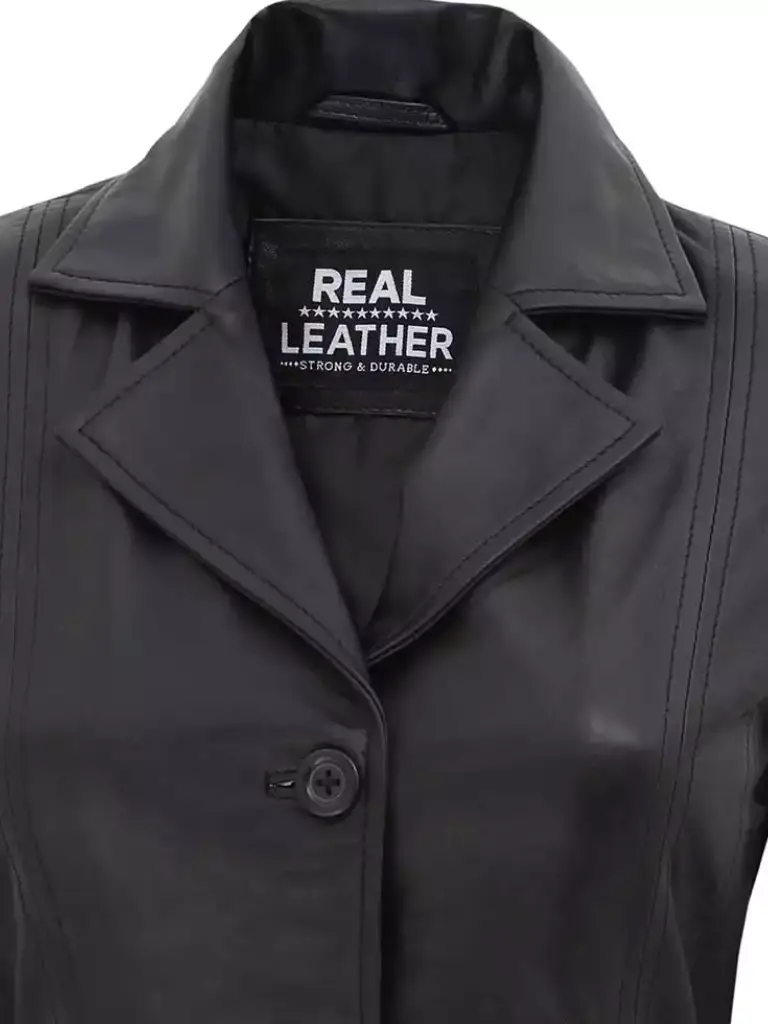 Black Leather Blazer Jacket for Women