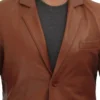 Brown Leather Blazer Jacket