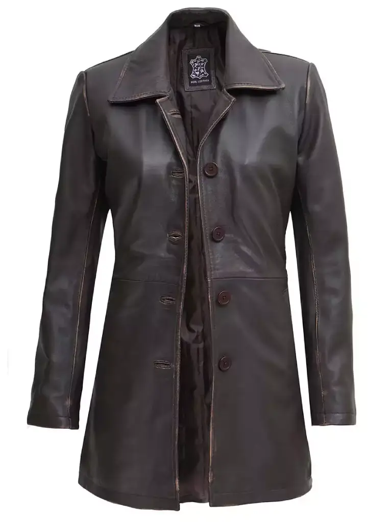 Dark Brown Leather Coat