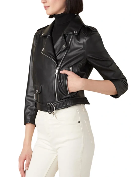 Faux Black Leather Moto Jacket