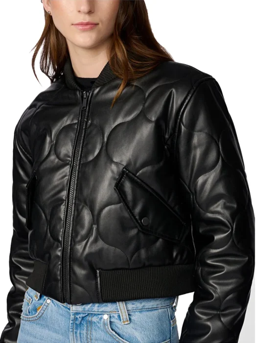 Faux Leather Cropped Jacket