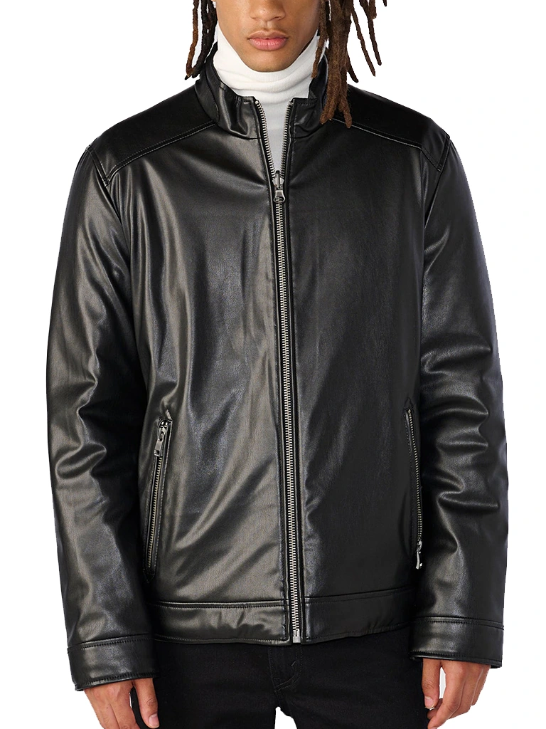 Faux Leather Reversible Puffer Jacket